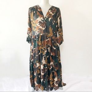 Louizon boho floral babydoll longsleeve dress relaxed fit